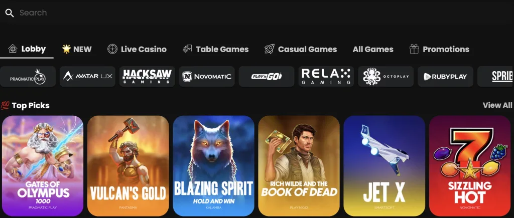 WSM.Casino interface